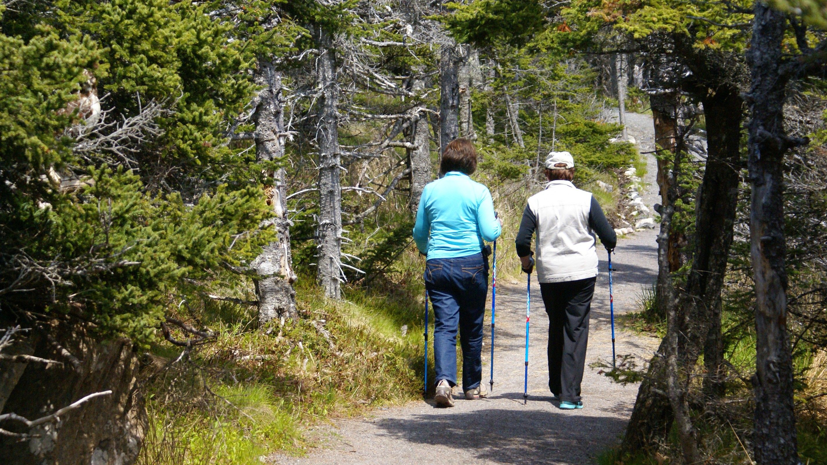 Two women on a walking trail in Louisbourg, Nova Scotia. Photo by Ian Harte